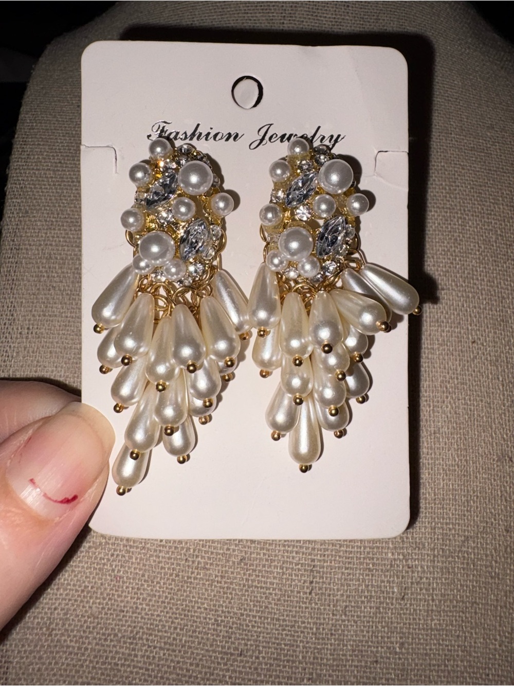 Fashion Jewelry Gold-Tone Cascade Pearl Drop Earrings